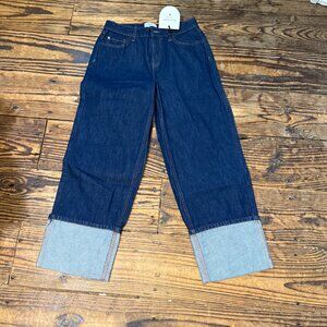 NEW Kate Spade x Target Straight Leg Wide Cuff Jeans Med. Wash Dark Blue Size 2
